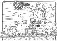 A coloring page of wallace and gromit